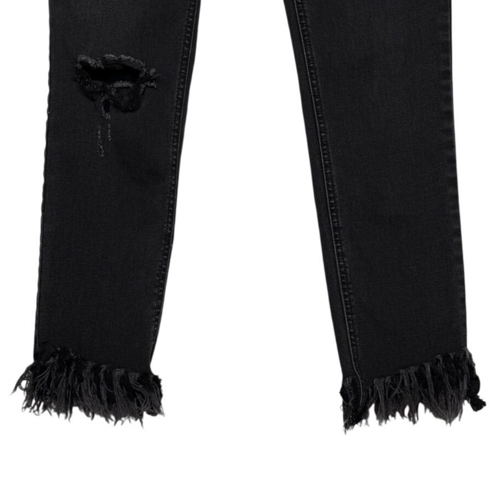 FREE PEOPLE Great Heights Skinny Jeans, Frayed Anke, Black Wash, Size 26 - Picture 7 of 10